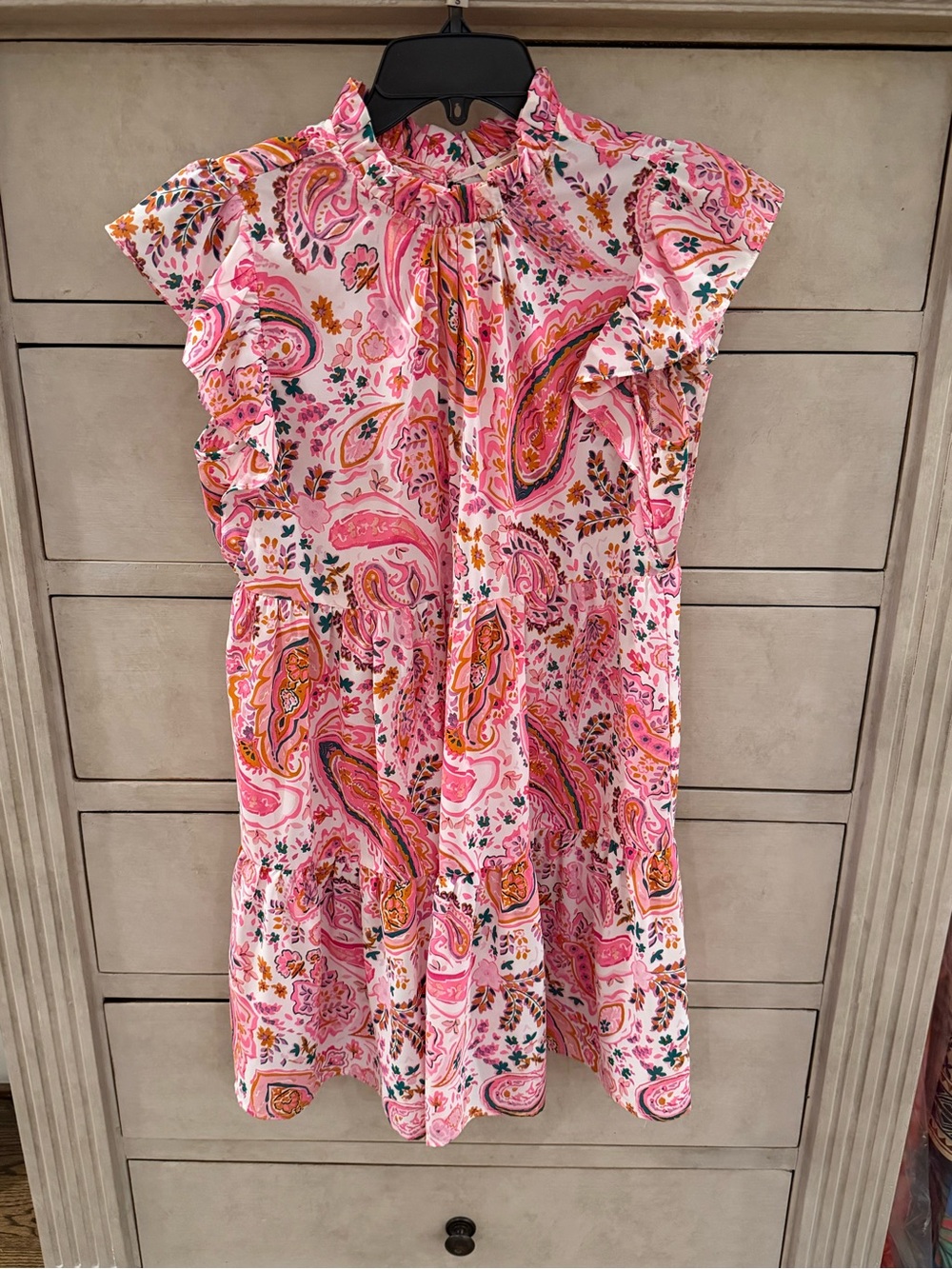 JODIFL Pink Paisley Ruffle Sleeve Sundress
